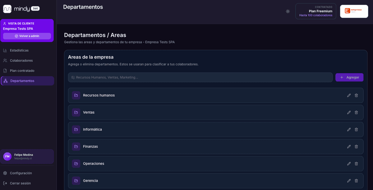 Vista por departamentos agregada