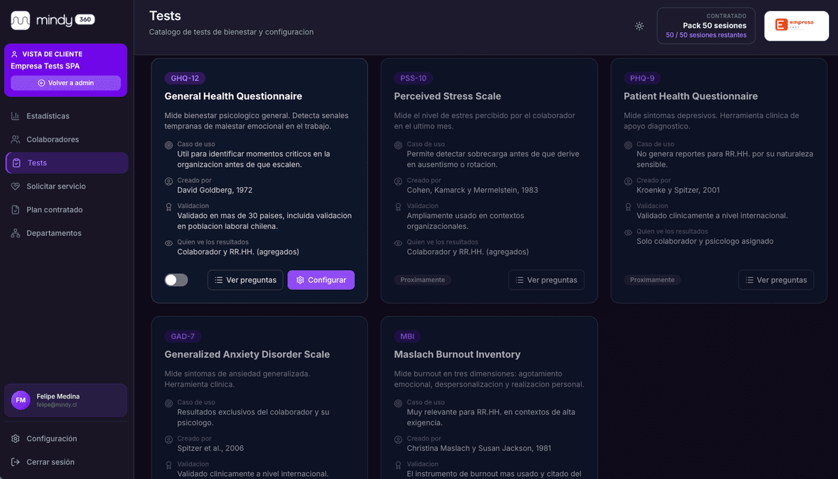 Tests psicológicos estandarizados